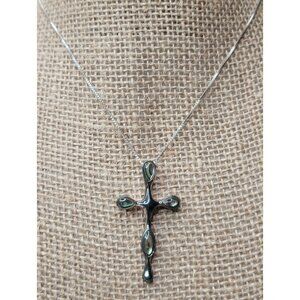 Sterling Silver Abalone Inlay Cross Pendant Necklace – Artisan 166